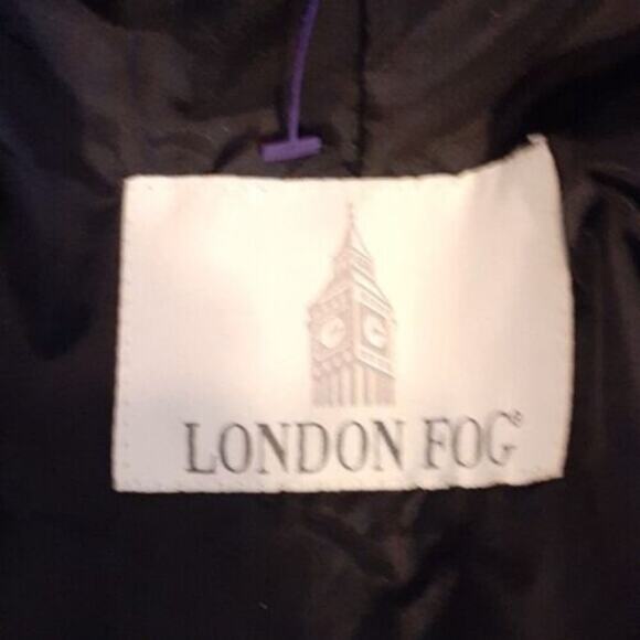 London Fog Cape Back Trench Coat 40R BLACK Double-Breasted Belted Preppy Classy - Picture 9 of 12